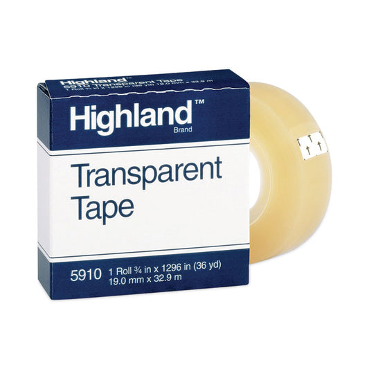 Transparent Tape, 1" Core, 0.75" x 36 yds, Clear