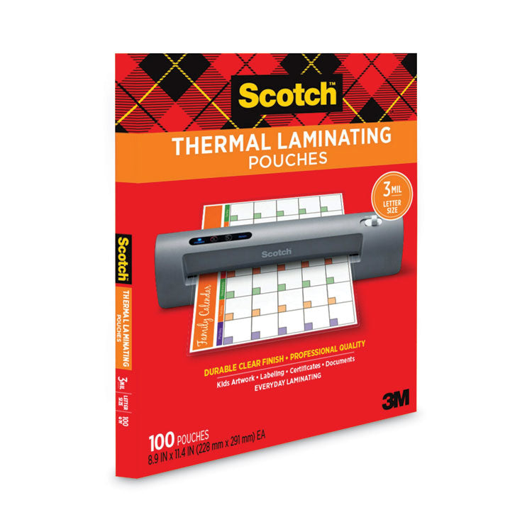 Laminating Pouches, 3 mil, 9" x 11.5", Gloss Clear, 100/Pack
