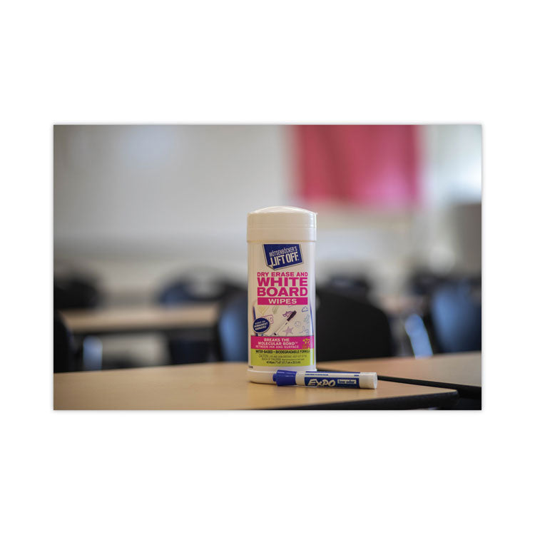 Dry Erase Board Cleaner Wipes, Cloth, 7 x 12, 40/Canister, 6 Canisters/Carton
