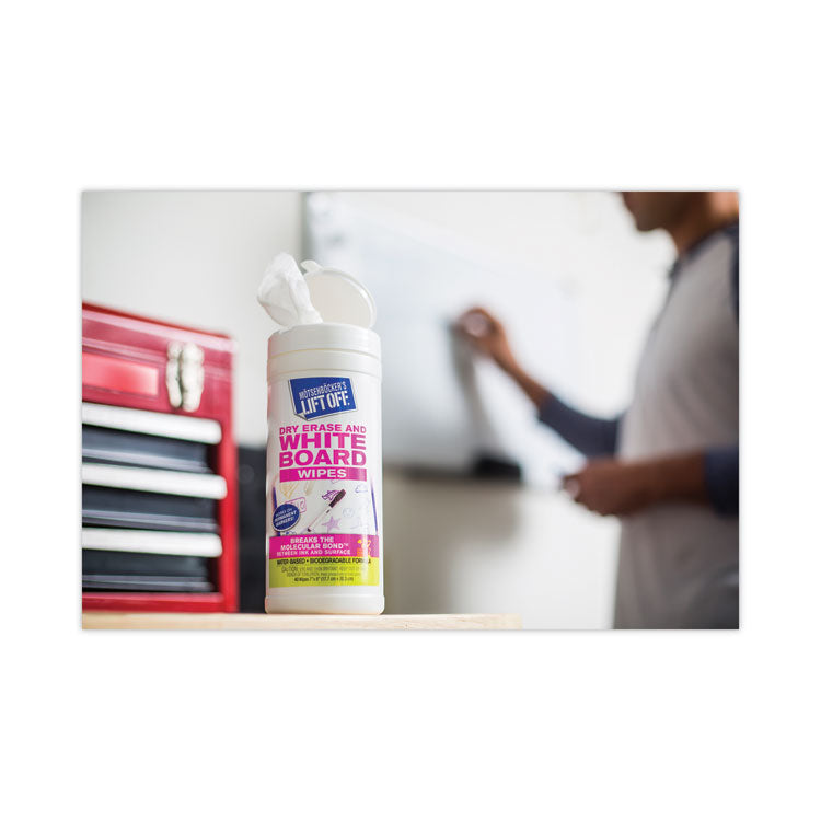 Dry Erase Board Cleaner Wipes, Cloth, 7 x 12, 40/Canister, 6 Canisters/Carton