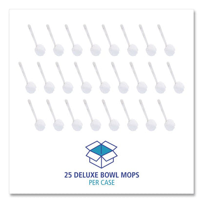 Deluxe Toilet Bowl Mop, 12" Handle, 2" Mop Head, White, 25/Carton