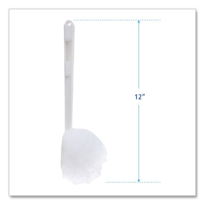 Deluxe Toilet Bowl Mop, 12" Handle, 2" Mop Head, White, 25/Carton