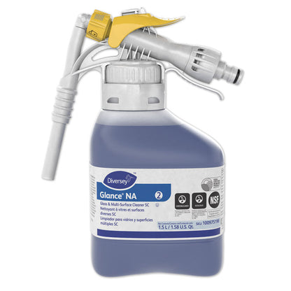 Glance NA Glass and Multi-Surface Cleaner, Unscented, 1.5 L, 2/Carton