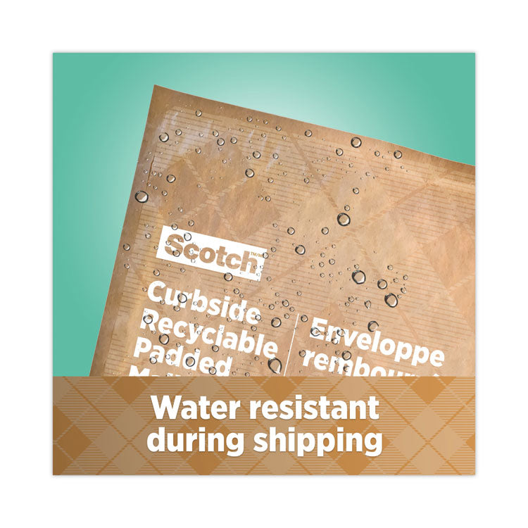 Curbside Recyclable Padded Mailer, #2, Bubble Cushion, Self-Adhesive Closure, 11.25 x 12, Natural Kraft, 100/Carton