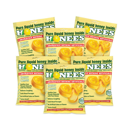 Cough Drops, Honey-Lemon, 20 per Bag, 6 Bags/Pack
