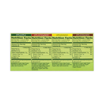 Fruit On The Go, Variety Applesauce, 3.2 oz Pouch, 20/Carton