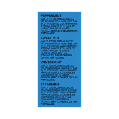 Sugar-Free Chewing Gum Variety Box, Four Mint Flavors, 14 Pieces/Pack, 18 Packs/Carton