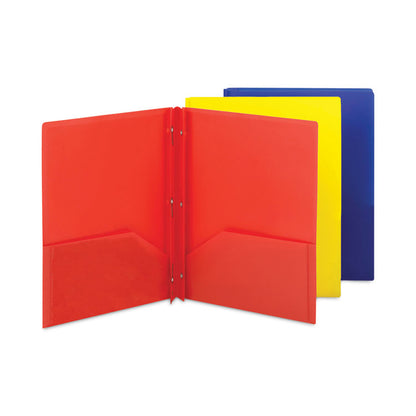 Poly Two-Pocket Folder with Fasteners, Accommodates (130) 11 x 8.5 Sheets, Assorted Colors, 6/Pack