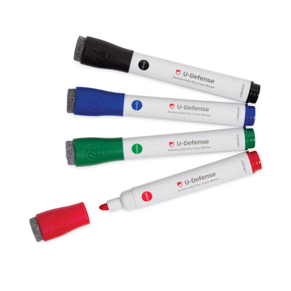 U-Defense Antimicrobial Dry-Erase Markers, Chisel Tip, Assorted Colors, 24/Pack