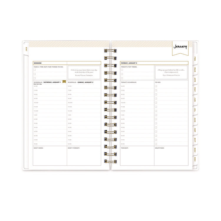 Day Designer Navy Stripe Daily/Monthly Planner, Horizontal Stripe Artwork, 8 x 5, Navy/White Cover, 12-Month (Jan-Dec): 2026