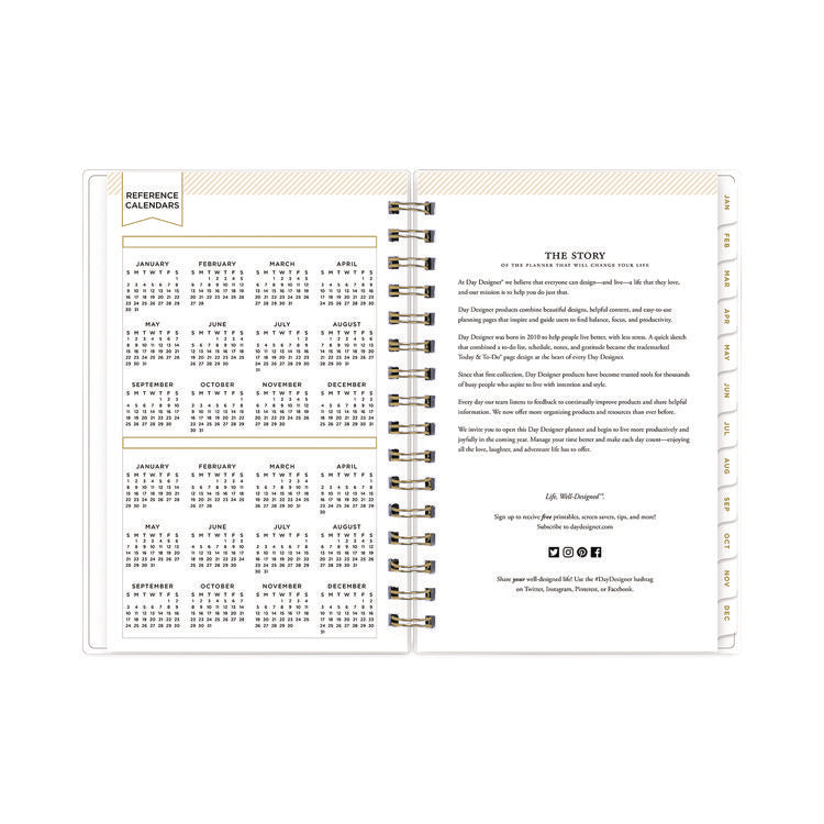 Day Designer Navy Stripe Daily/Monthly Planner, Horizontal Stripe Artwork, 8 x 5, Navy/White Cover, 12-Month (Jan-Dec): 2026