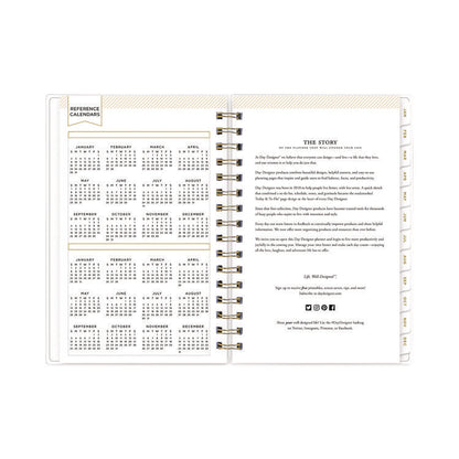 Day Designer Navy Stripe Daily/Monthly Planner, Horizontal Stripe Artwork, 8 x 5, Navy/White Cover, 12-Month (Jan-Dec): 2026