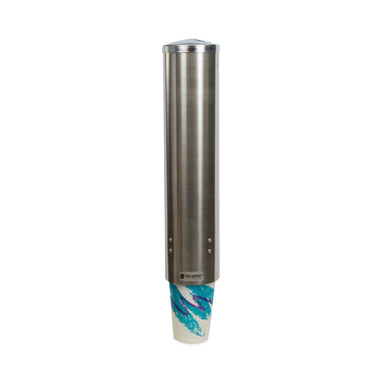 Water Cup Dispenser with Removable Cap, For 4.5 oz to 7 oz Cone and 6 oz to 12 oz Flat Cups, Stainless Steel, 6/Carton