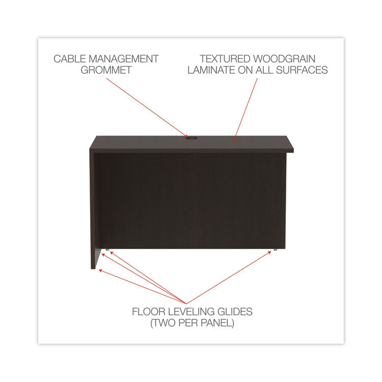 Alera Valencia Series Reversible Return/Bridge Shell, 47.25w x 23.63d x 29.5h, Espresso