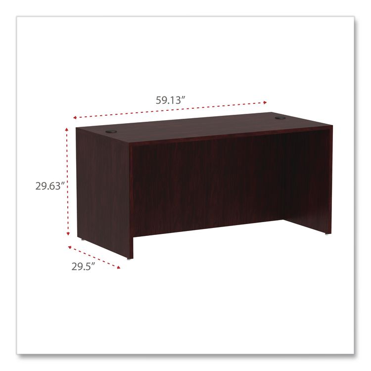 Alera Valencia Series Straight Front Desk Shell, 59.13" x 29.5" x 29.63", Mahogany