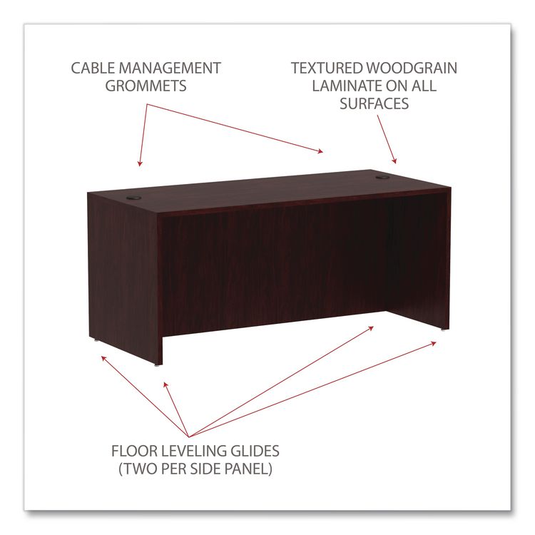 Alera Valencia Series Straight Front Desk Shell, 65" x 29.5" x 29.63", Mahogany
