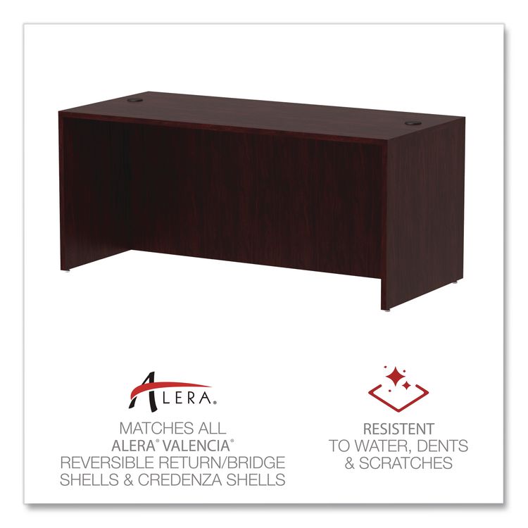 Alera Valencia Series Straight Front Desk Shell, 65" x 29.5" x 29.63", Mahogany