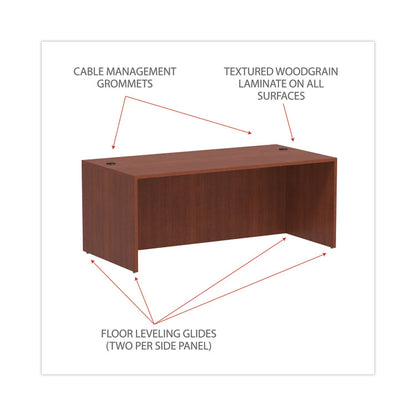 Alera Valencia Series Straight Front Desk Shell, 71" x 35.5" x 29.63", Medium Cherry