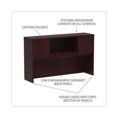 Alera Valencia Series Hutch with Doors, 4 Compartments, 58.88w x 15d x 35.38h, Mahogany