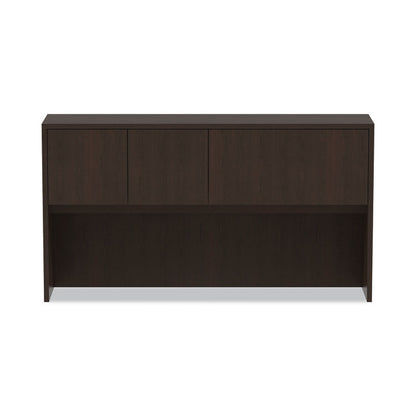 Alera Valencia Series Hutch with Doors, 4 Compartments, 64.75w x 15d x 35.38h, Espresso