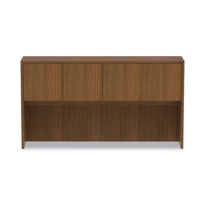 Alera Valencia Series Hutch with Doors, 4 Compartments, 64.75w x 15d x 35.38h, Modern Walnut