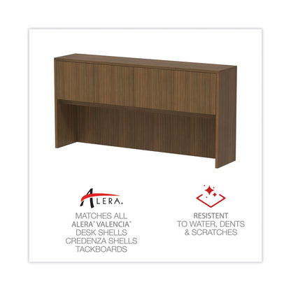 Alera Valencia Series Hutch with Doors, 4 Compartments, 70.63w x 15d x 35.38h, Modern Walnut