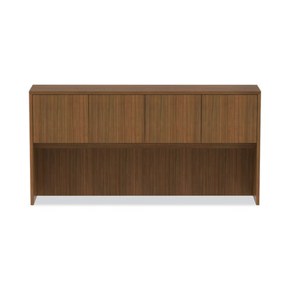 Alera Valencia Series Hutch with Doors, 4 Compartments, 70.63w x 15d x 35.38h, Modern Walnut