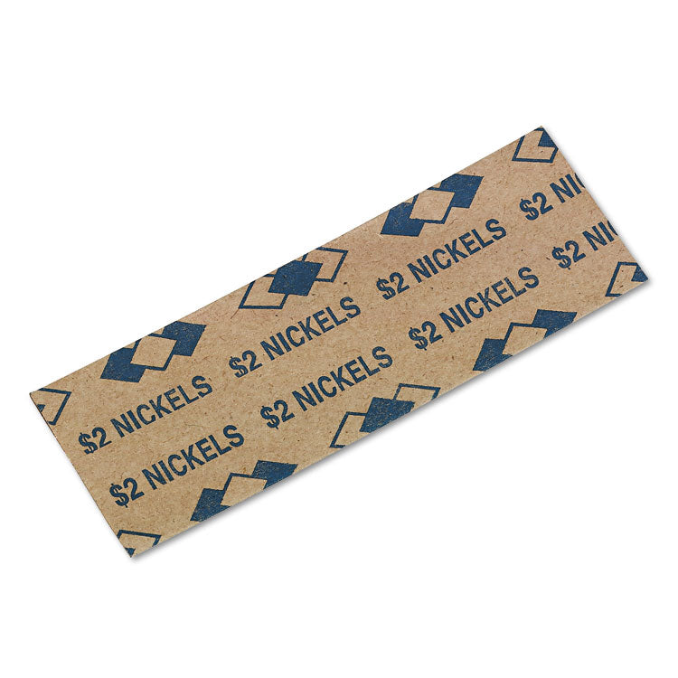Tubular Coin Wrappers, Nickels, Blue/Kraft, 1,000/Pack
