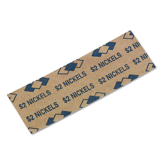 Tubular Coin Wrappers, Nickels, Blue/Kraft, 1,000/Pack