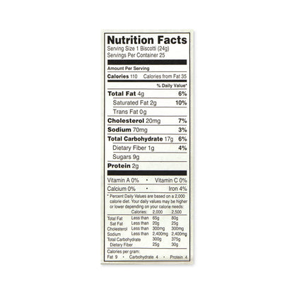 Biscotti, Dark Chocolate Almond, 1 lb 5 oz Tub, 25 Pieces/Tub, 1 Tub/Carton