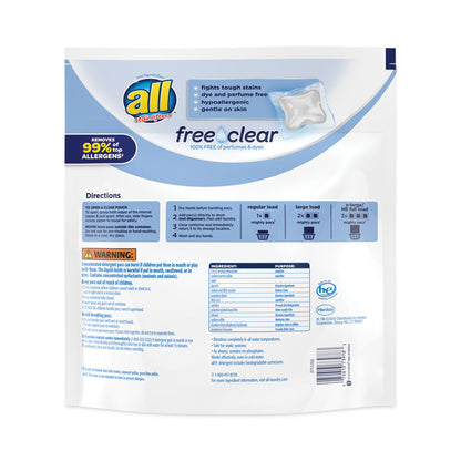 MIGHTY PACS Free Clear Super Concentrated HE Laundry Detergent, 39/Pack, 6 Packs/Carton