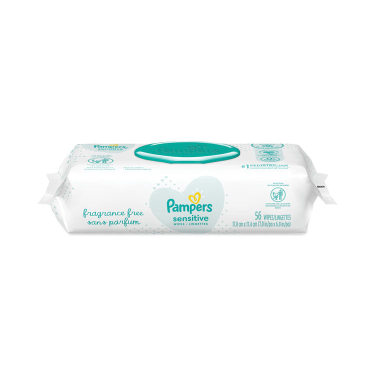 Sensitive Baby Wipes, 1-Ply, 6.8 x 7, Unscented, White, 56/Pack, 8 Packs/Carton