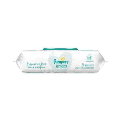 Sensitive Baby Wipes, 1-Ply, 6.8 x 7, Unscented, White, 56/Pack