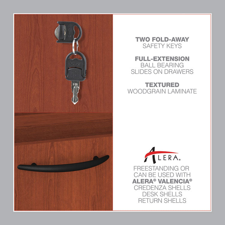 Alera Valencia Series Hanging Pedestal File, Left/Right, 2-Drawer Box/File, Legal/Letter, Medium Cherry, 15.63 x 20.5 x 19.25