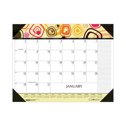 Recycled Desk Pad Calendar, Geometric Artwork, 22 x 17, White Sheets, Black Binding/Corners,12-Month (Jan to Dec): 2026