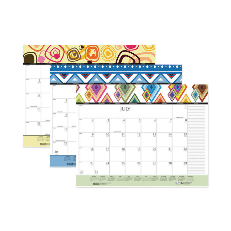 Recycled Desk Pad Calendar, Geometric Artwork, 22 x 17, White Sheets, Black Binding/Corners,12-Month (Jan to Dec): 2026