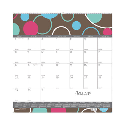 Recycled Bubbleluxe Wall Calendar, Bubbles Artwork, 12 x 12, White/Multicolor Sheets, 12-Month (Jan to Dec): 2026