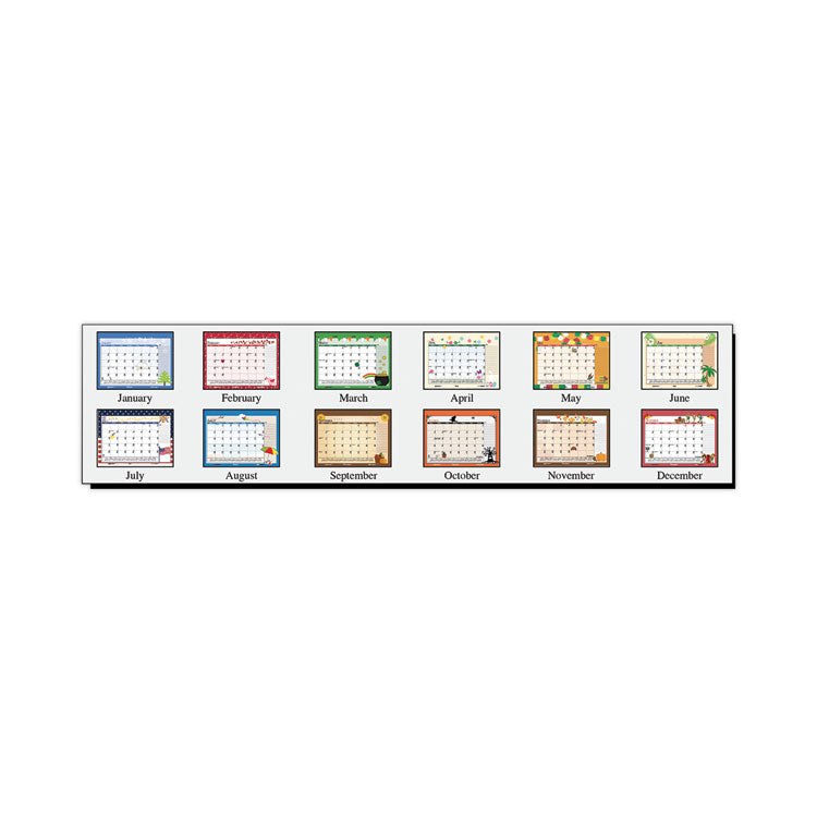 Recycled Desk Pad Calendar, Illustrated Seasons Artwork, 18.5 x 13, Black Binding/Corners,12-Month (Jan to Dec): 2026