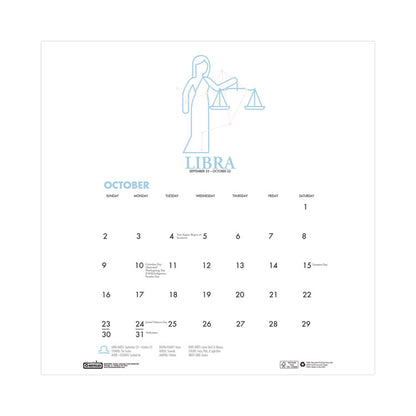 Recycled Academic Zodiac Wall Calendar, 11 x 14, Multicolor Sheets, 12-Month (Aug to July): 2025 to 2026