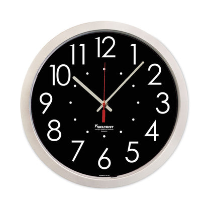 6645016986560 SKILCRAFT High Contrast Quartz Wall Clock, 14.5" Overall Diameter, White Case, 1 AA (sold separately)