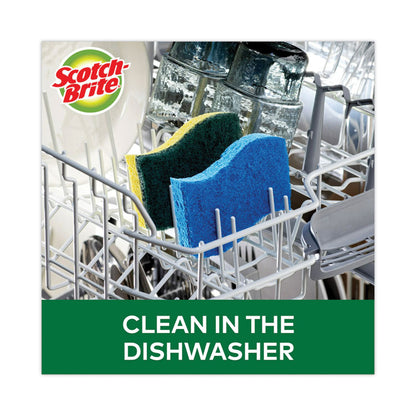 Heavy-Duty Scrub Sponge, 4.5 x 2.7, 0.6" Thick, Yellow/Green, 6/Pack