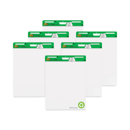 Vertical-Orientation Self-Stick Easel Pads, Unruled, (30) White 25" x 30" Sheets, 6/Carton