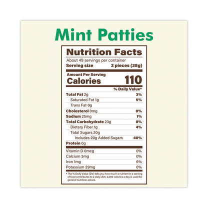 Mint Patties,175 Individually Wrapped, 3 lb Bag