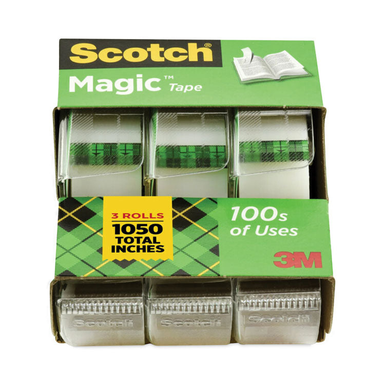 Magic Tape in Handheld Dispenser, 1" Core, 0.75" x 25 ft, Clear, 3/Pack