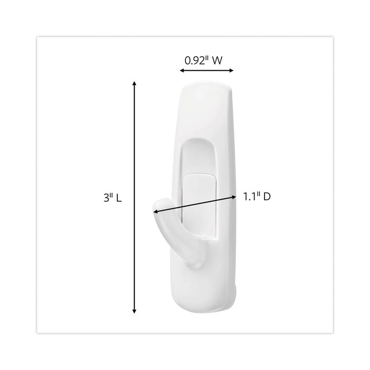 Medium Utility Hooks, Plastic, White, Supports 3 lb, 20/Pack