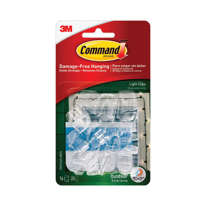 All Weather Hooks and Strips, Small, Plastic, Clear, 16 Clips and 20 Strips/Pack