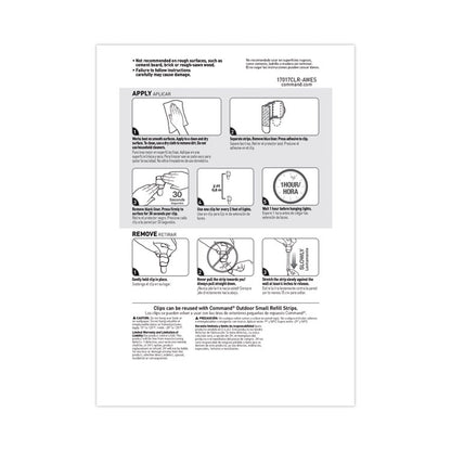 All Weather Hooks and Strips, Small, Plastic, Clear, 16 Clips and 20 Strips/Pack