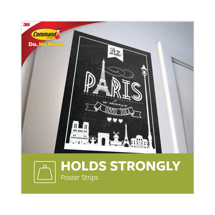 Poster Strip Pairs, Holds up to 1 lb, 0.63" x 1.75", White, 12/Pack