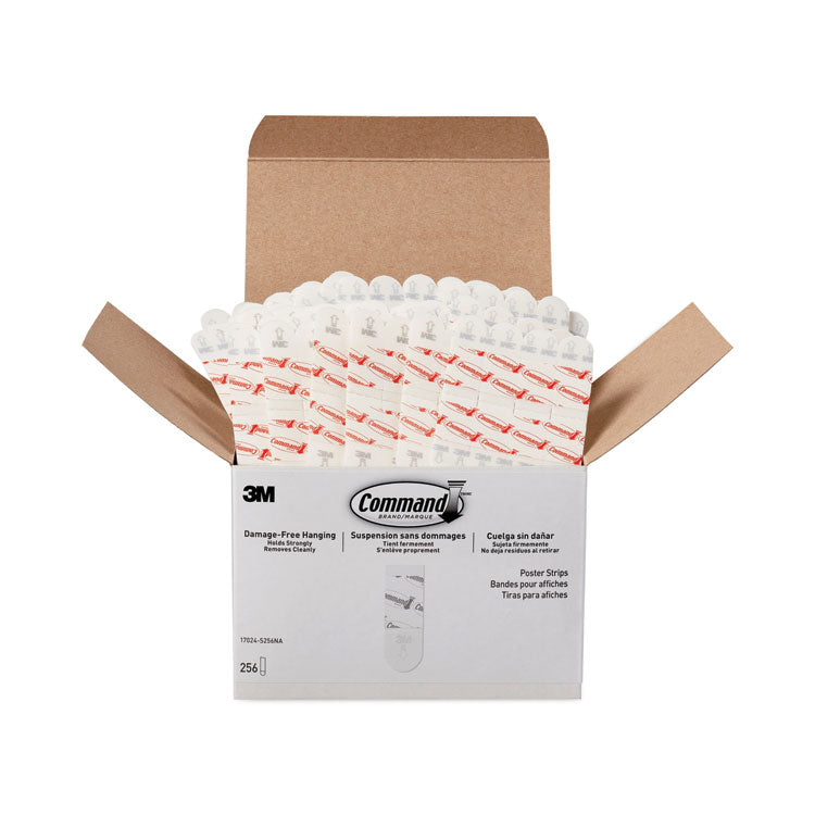 Poster Strip Pairs, Holds Up to 1 lb, 1.63" x 2.75", White, 256/Pack