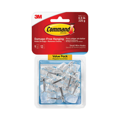 Small Clear Toggle-Wire Hooks, Metal Wire, Silver/Clear, Supports 0.5 lb, 9/Pack